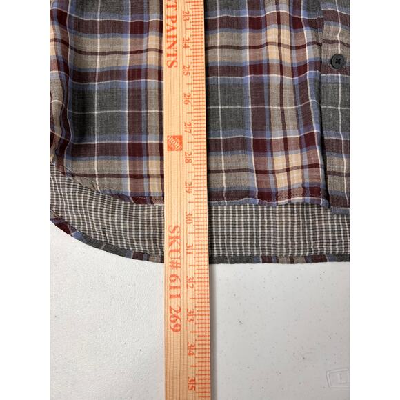 Vince Men's Double-Face Cambria Plaid Sport Shirt XL Blue Designer Casual Preppy - Picture 8 of 8